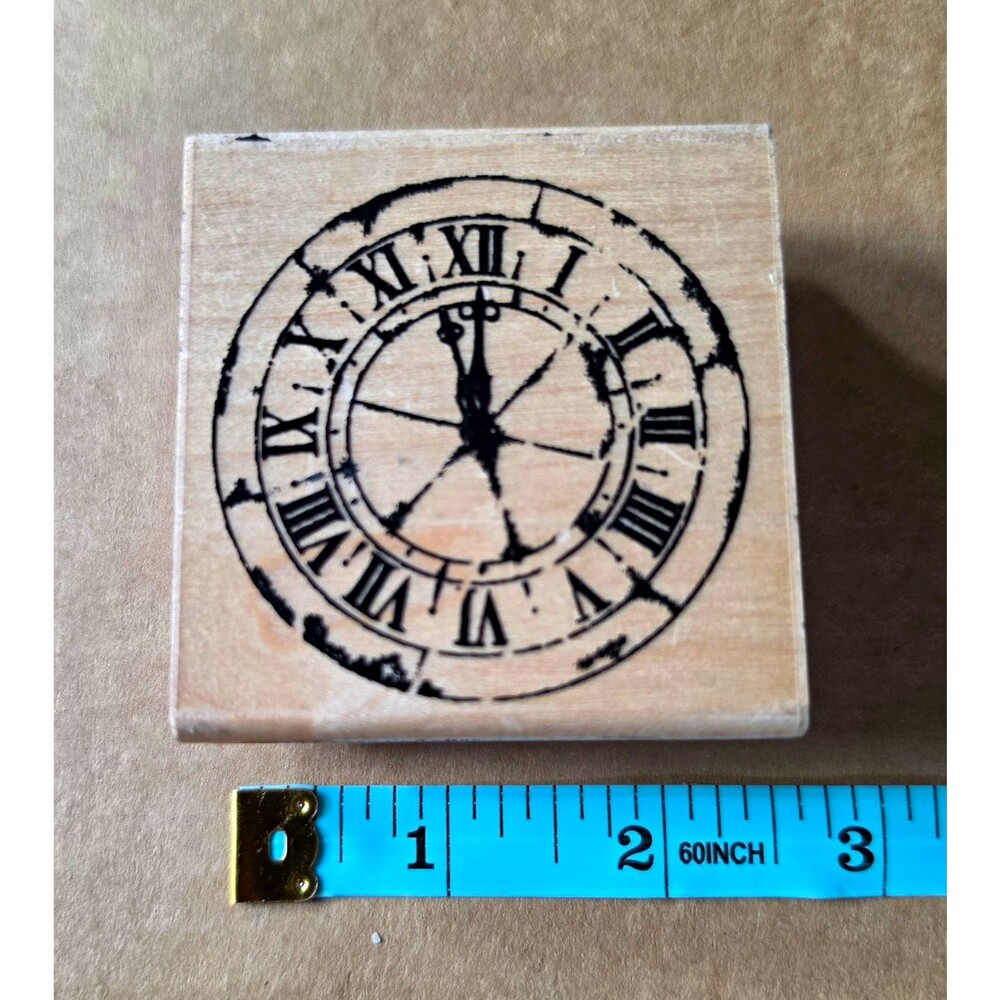 Hampton Art Stamps Walter Knabe Clock Face Wood Rubber Stamp Time Watch Distress